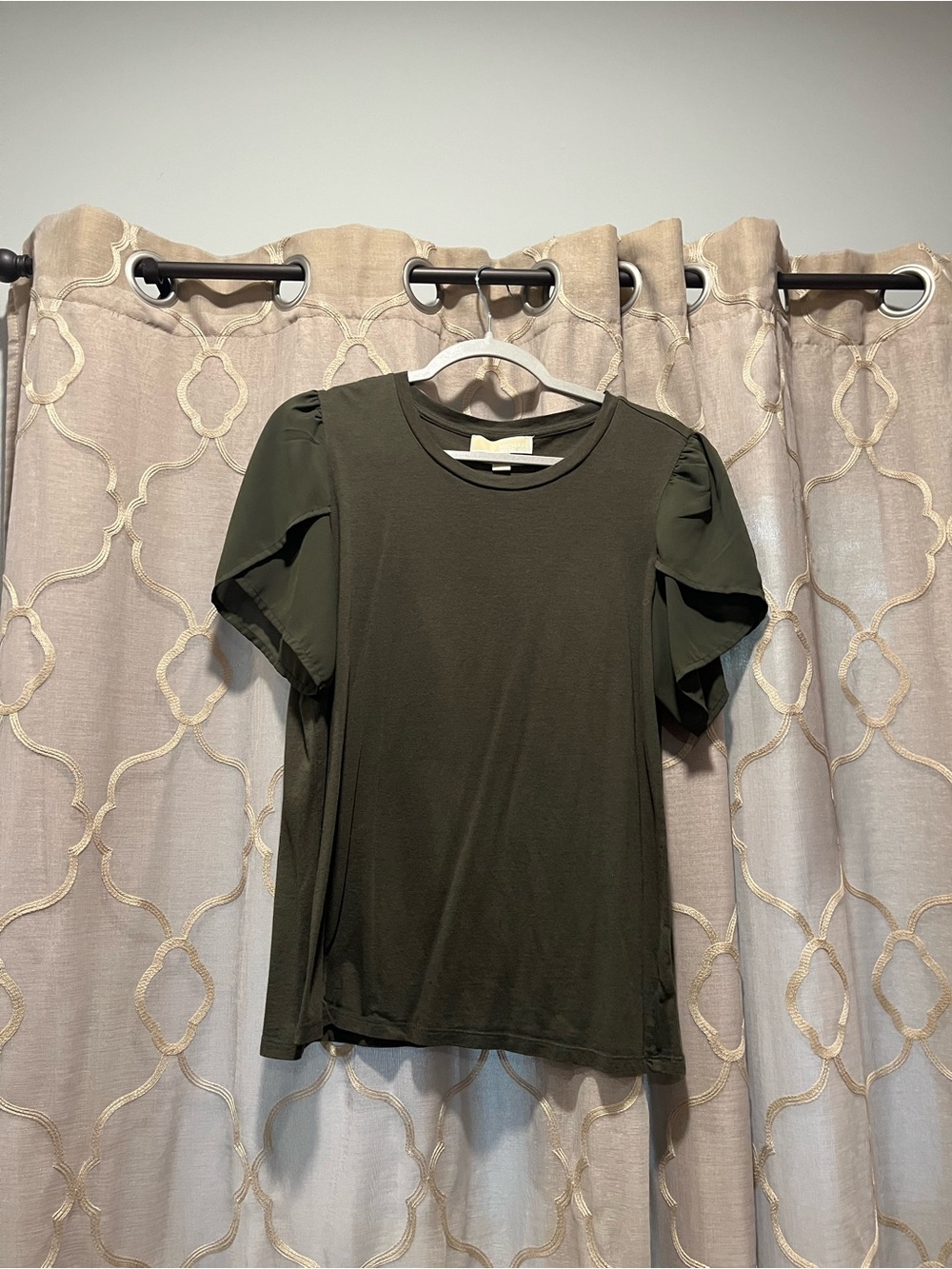 MICHAEL Michael Kors Olive Short Puff-Sleeve Crew Tee